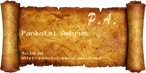 Pankotai Ambrus névjegykártya